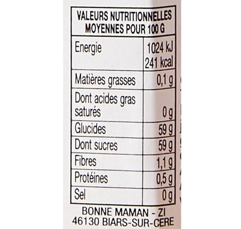 Aprikosmarmelad BONNE MAMAN n�ringsinneh�ll