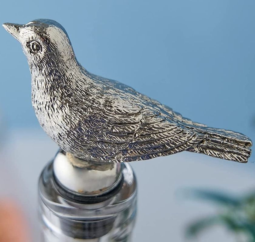  Flaskstopp f�gel i tenn snett bakifr�n