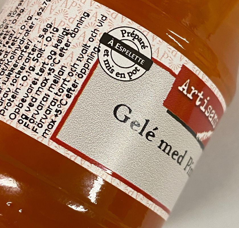 Detalj av burkens etikett