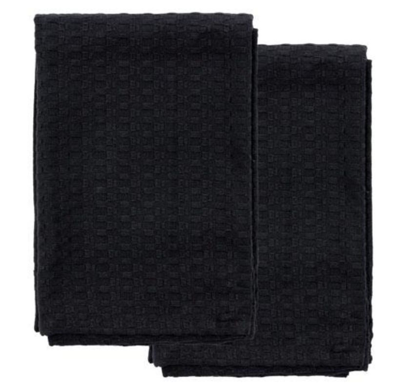 F�rkl�de, grytlappar, k�kshanddukar i set svart