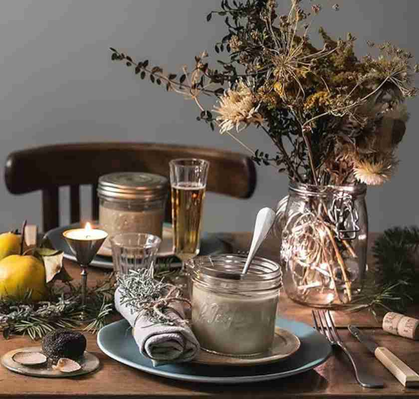 Dukning med Le Parfait konserveringsburk och burk med sn�pplock