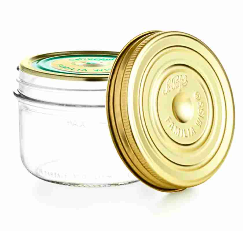 Glasburk med skruvlock och innerlock 0,2 liter