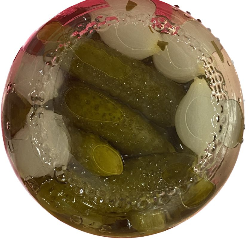 Cornichons i glasburk undersida