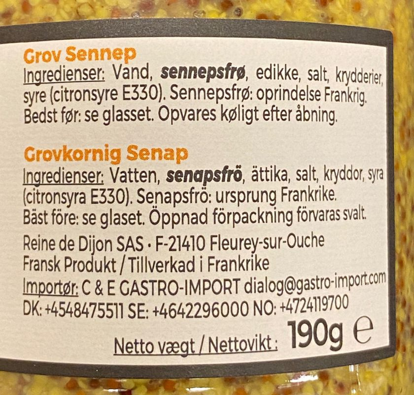  Dijonsenap grov Reine de Dijon inneh�ll