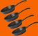  Minipanna i gjutjrn rund med pip 4 st mot orange bakgrund