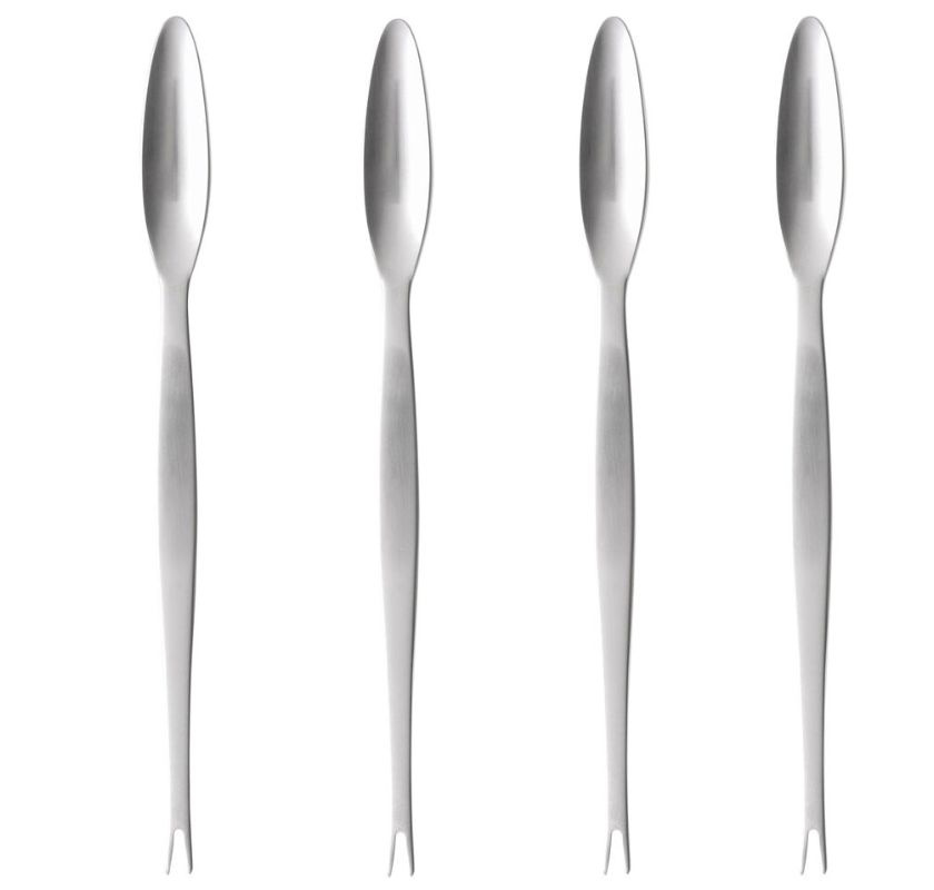 4 rostfria matta skaldjursgafflar