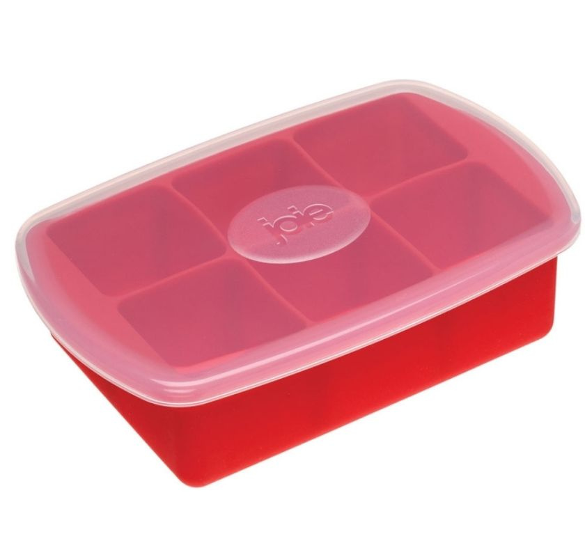 Isbricka i silikon med lock f�r stora isbitar r�d