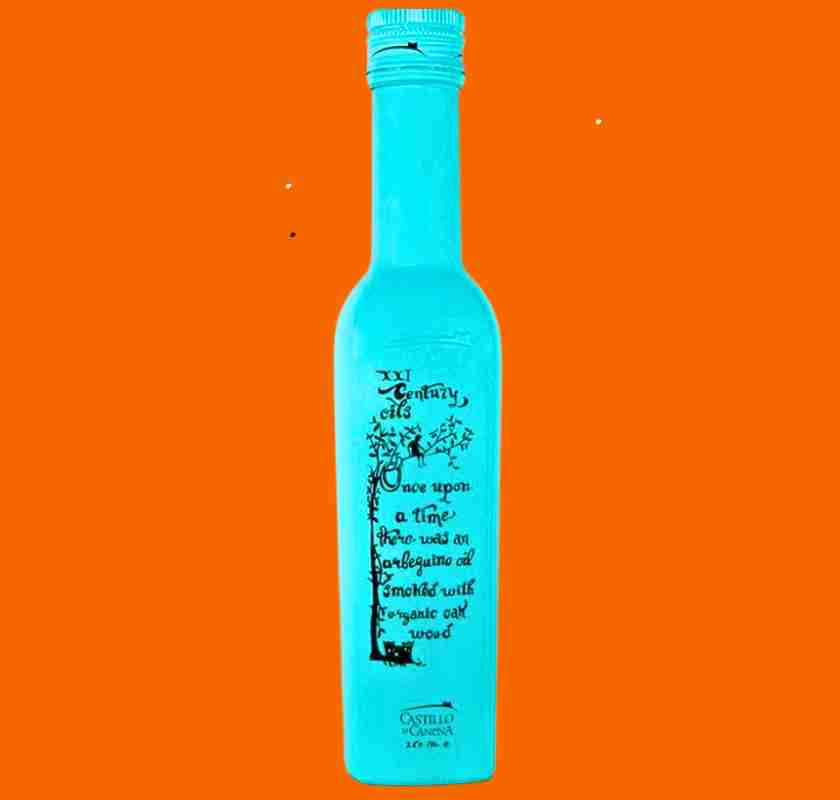 Olivolja ekr�kt Castillo de Canena mot orange bakgrund