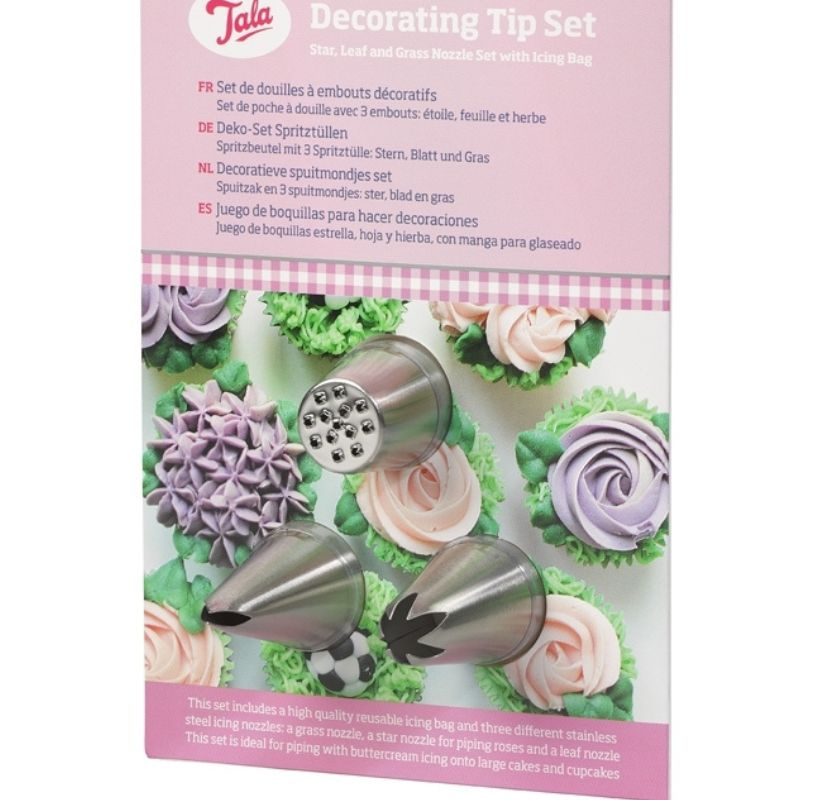 Dekorationsset - Stj�rna, L�v, gr�s tyll med ensg�ngsspritsp�se