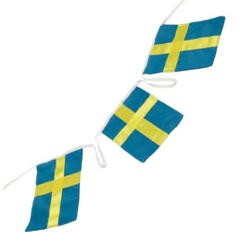 Flaggspel med svenska flaggor i tyg