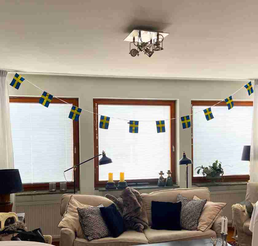 Flaggspelet i vardagsrumsf�nster