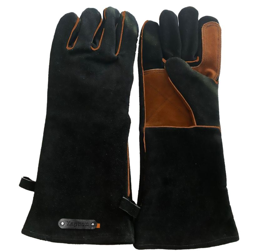 Grillhandske i mocka Xapron svart/brun