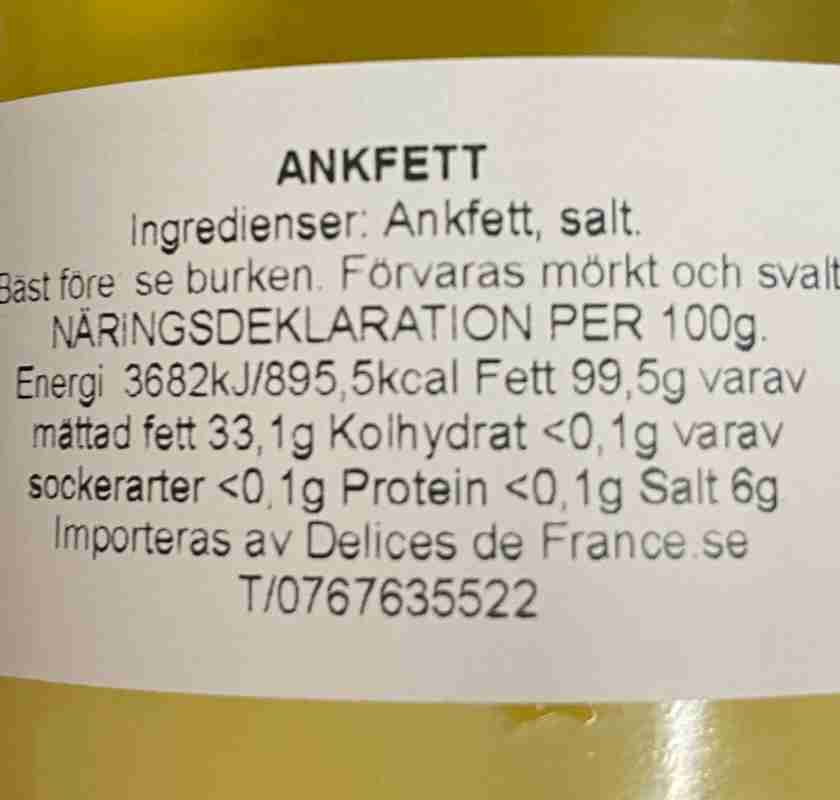Inneh�ll, etikett p� svenska
