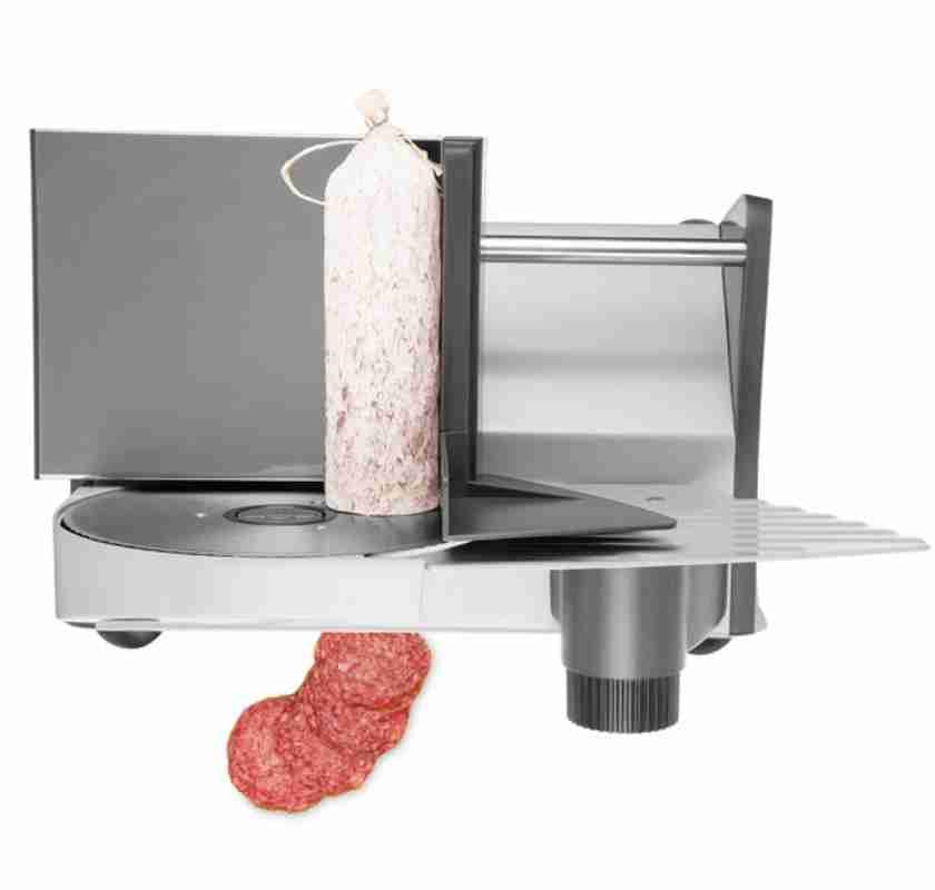 Sk�rmaskin i rostfritt st�l sk�r salami