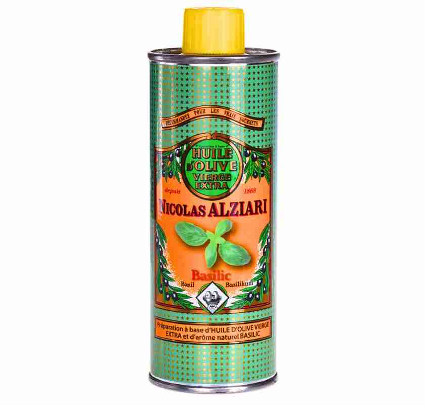 Basilikaolja av olivolja Alziari flaska i pl�t