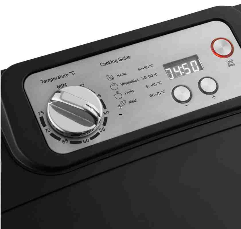 Display, reglage och knappar p� torkens ovansida