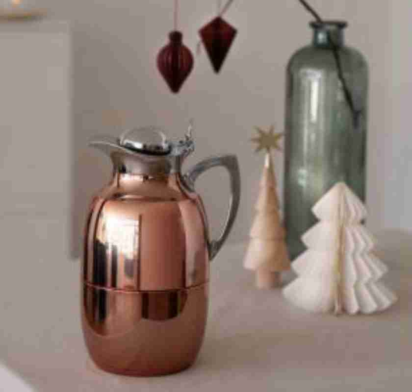 Juwel Termoskanna 1 liter i koppar & st�l med juldekorationer