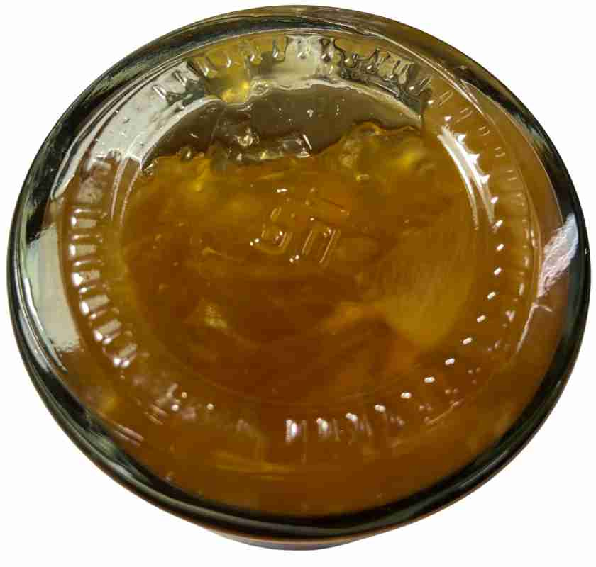 Roast Garlic Jam, Rostad vitl�ksmarmelad med chili undersidan av burken