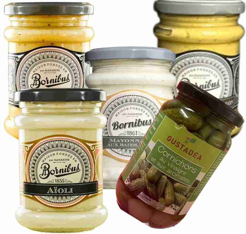 Fondue - b�sta tillbeh�ren 2 majon�s, 2 senap och cornichons