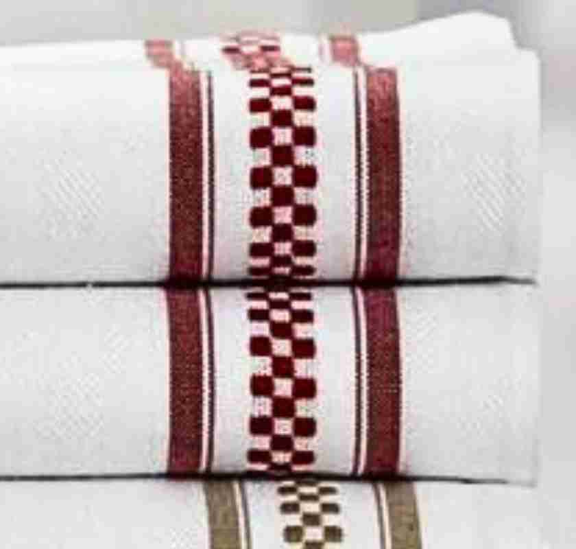 K�kshandduk vit med r�da b�rder UTG�TT