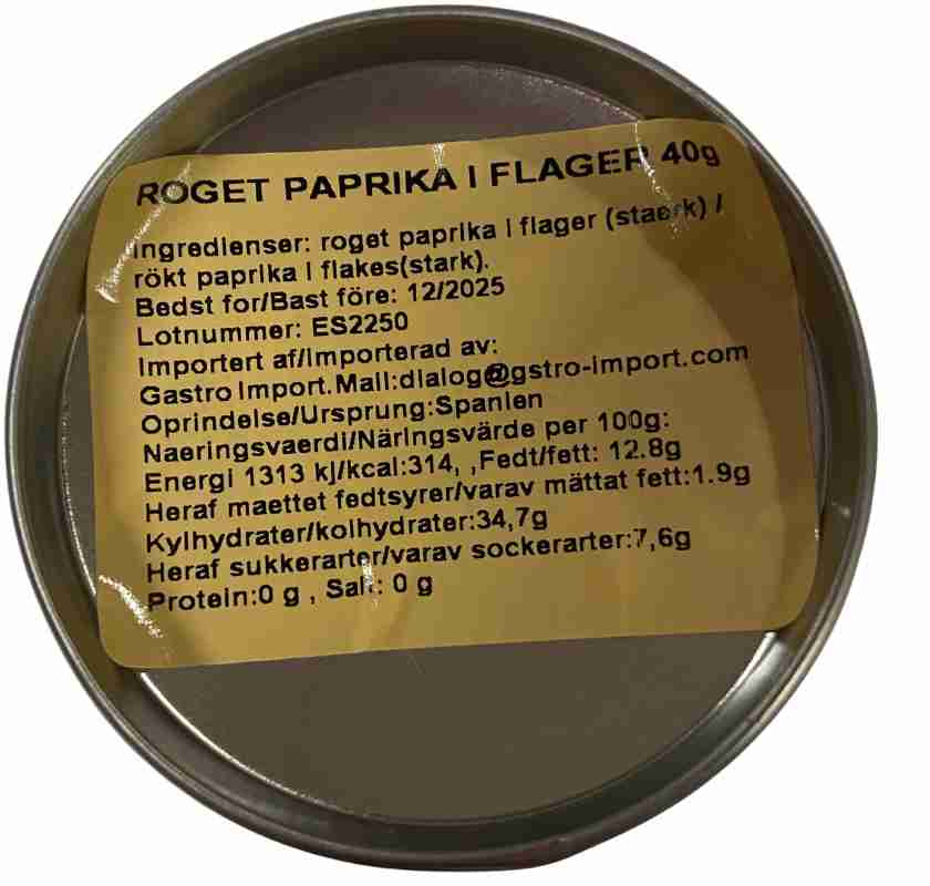 Chiliflakes inneh�ll. och n�ringsv�rde etikett p� burkens undersida