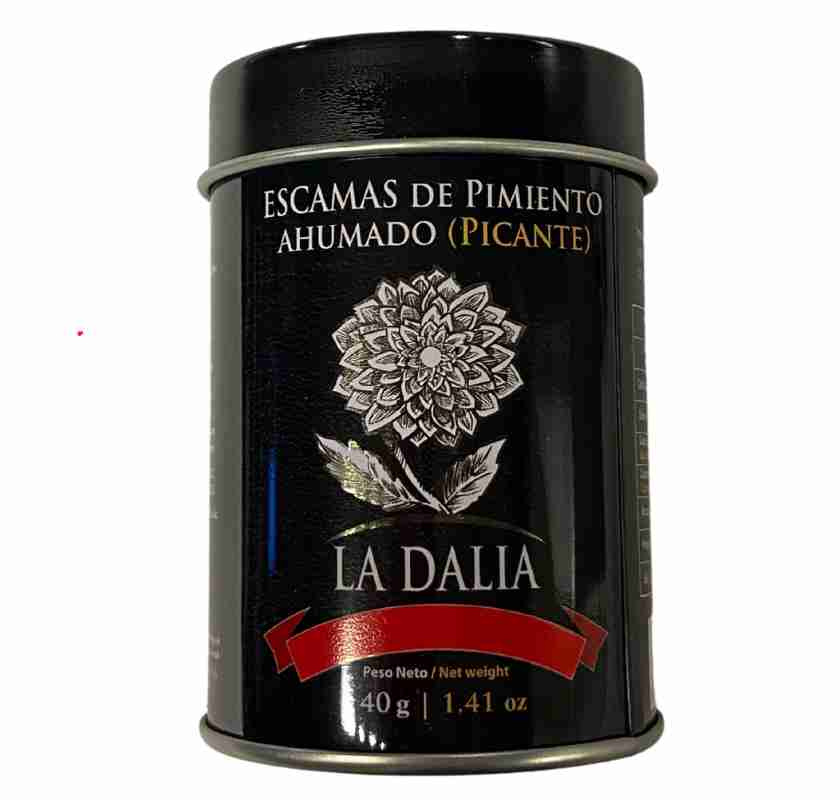 Burk i metall med Piment�n picante, flakes fr�n La dalia