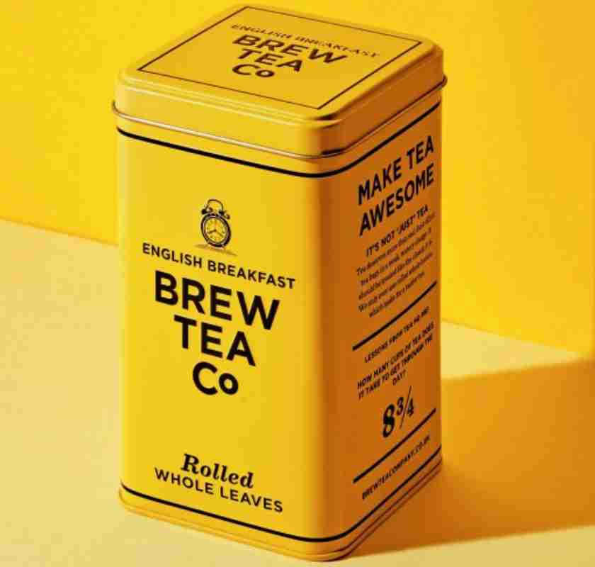 Gul pl�tburk med Englsih Breakfast Tea Brew Tea Co I 