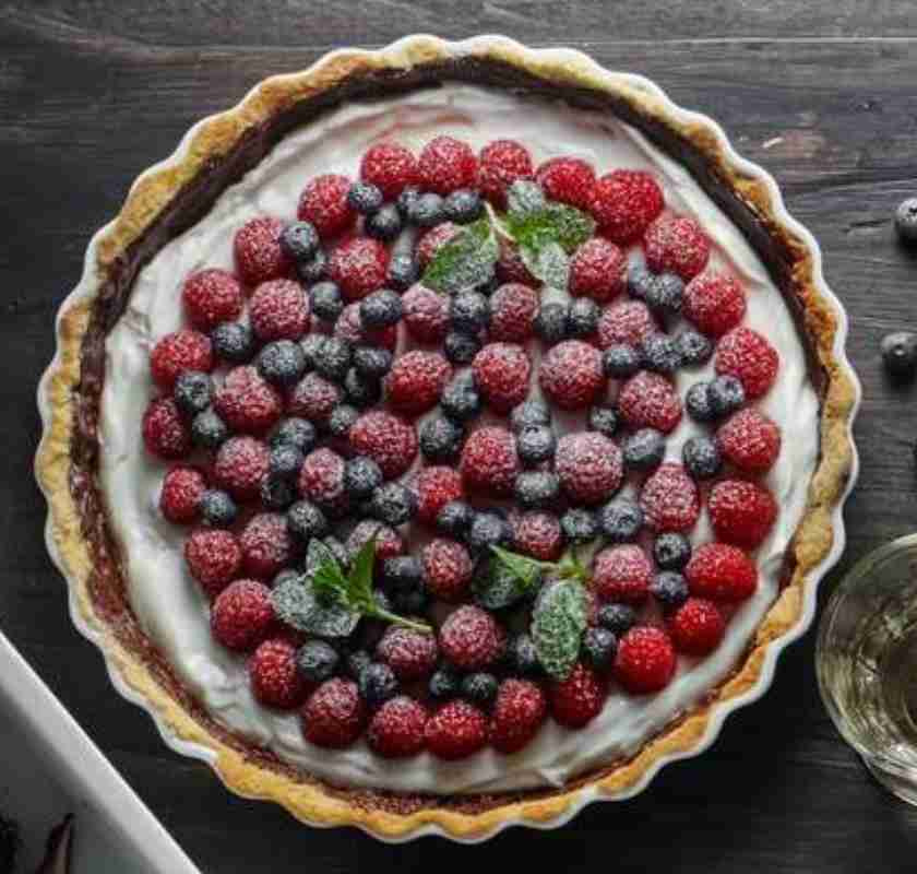 Pajform i vitt porslin Pillivuyt med b�rpaj