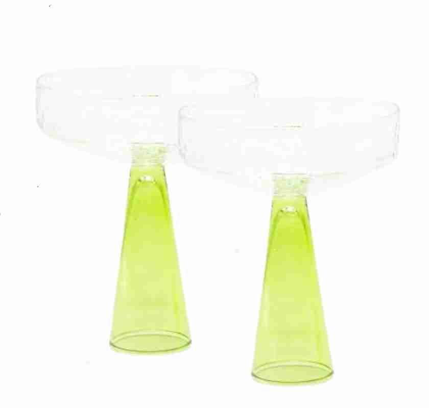 Champagneglas Coupe Claude med klar kupa och gr�n fot fr�n  Brut   Homeware i 2-pack 