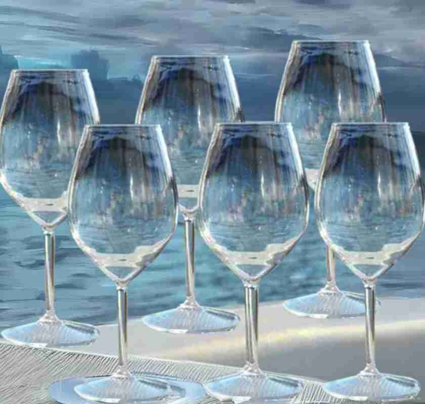 Vinglas i plast 6 st p� b�t