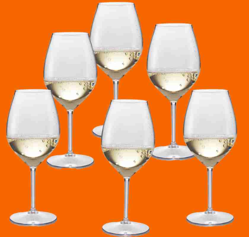 Vinglas i plast 6 st mot orange bakgrund