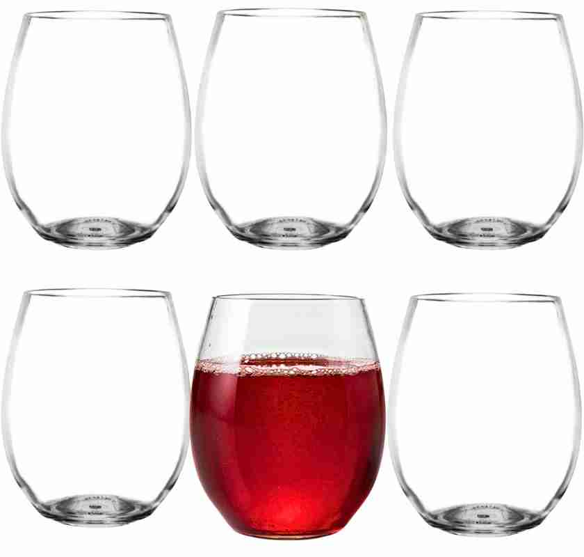 Dricksglas i plast 6-pack, 5 tomma och ett fyllt med saft