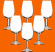 Litet vinglas i plast Degustazione provsmakarglas 6st mot orange bakgrund