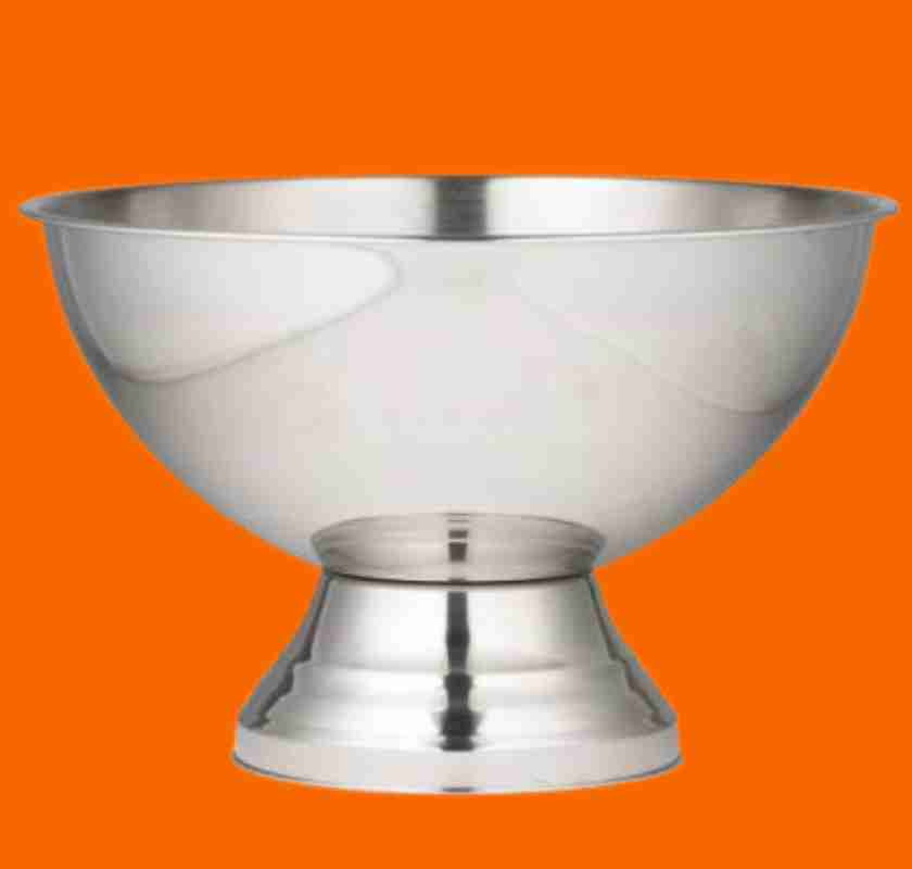 Champagnebowle i rostfritt st�l mot orange bakgrund