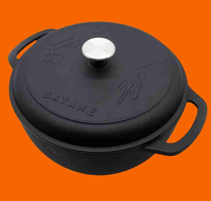 Gjutj�rnsgryta med emaljerad insida mot oranfe