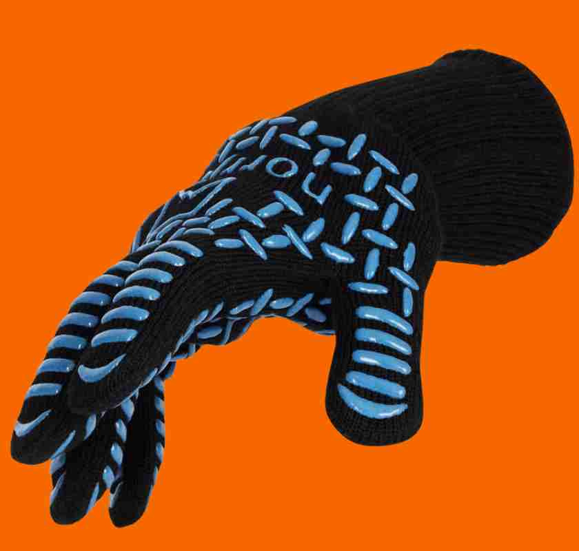 Grillhandske f�r h�ger & v�nsterh�nta Norrjern mot orange bakgrund