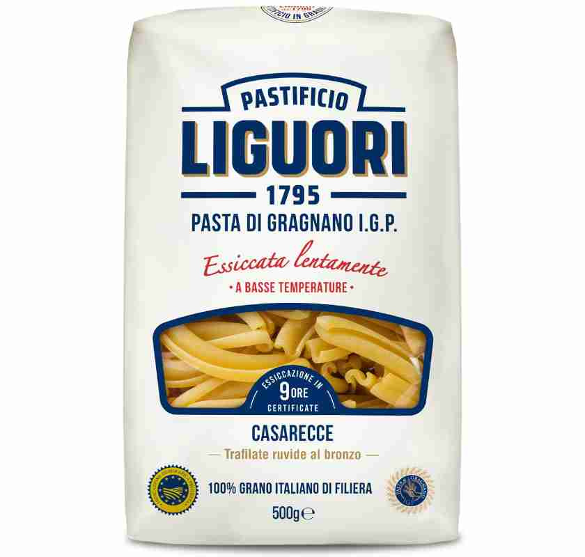 F�rpackning med Casarecce No 27 IGP 500 g fr�n Liguori 