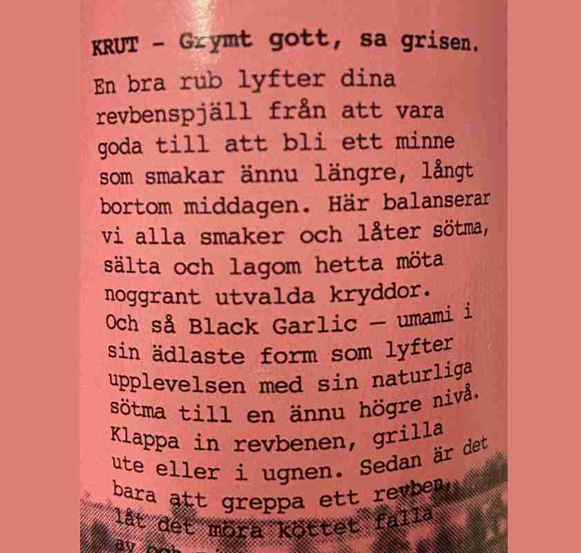 KRUT RiBRUB med black garlic text p� burken