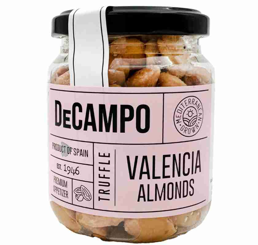Valenciamandel med tryffel DeCampo i burk med rosa etikett