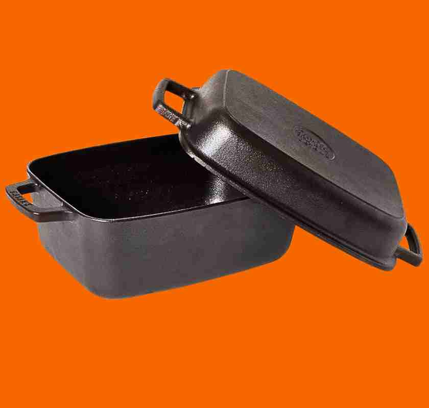 Gjutj�rnsgryta rektangul�r 2 delad