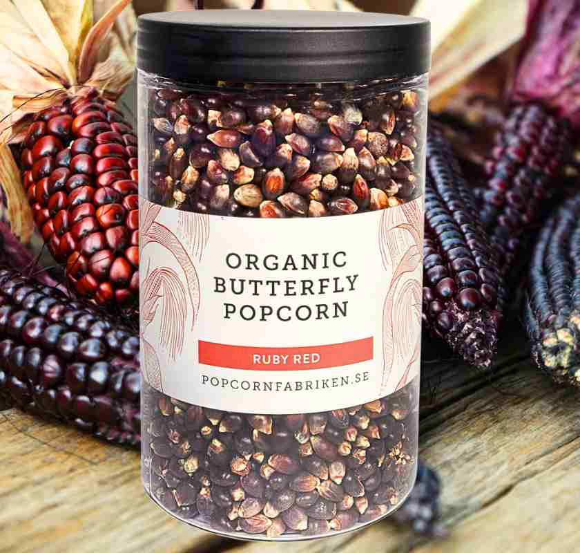 Ruby Red popcorn i burk