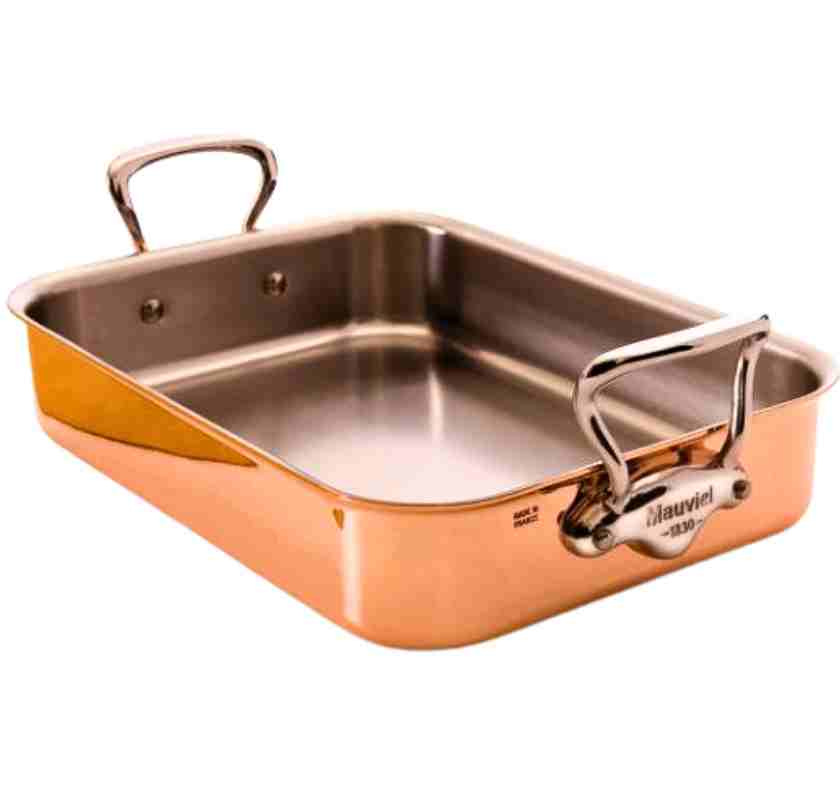 Kopparpanna 35 cm med j�rnhandtag M''150S fransk exklusiv ugnspanna eller grat�ngform fr�n Mauviel. 