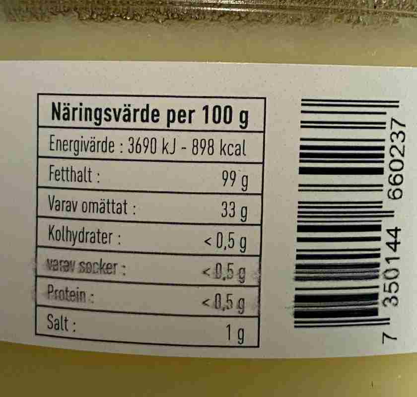 Ankfett French Gourmet I glasburk 300g n�ringsv�rde