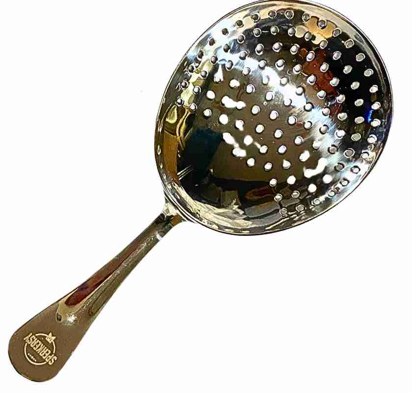 Cocktailsil Julep strainer Speakeasy ovanifr�n med framsidan upp�t