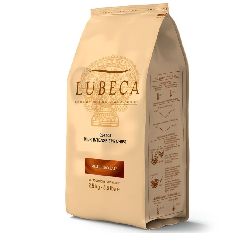 Mj�lkchoklad i pellets 5kg ljus intense 37% I p�se Lubeca