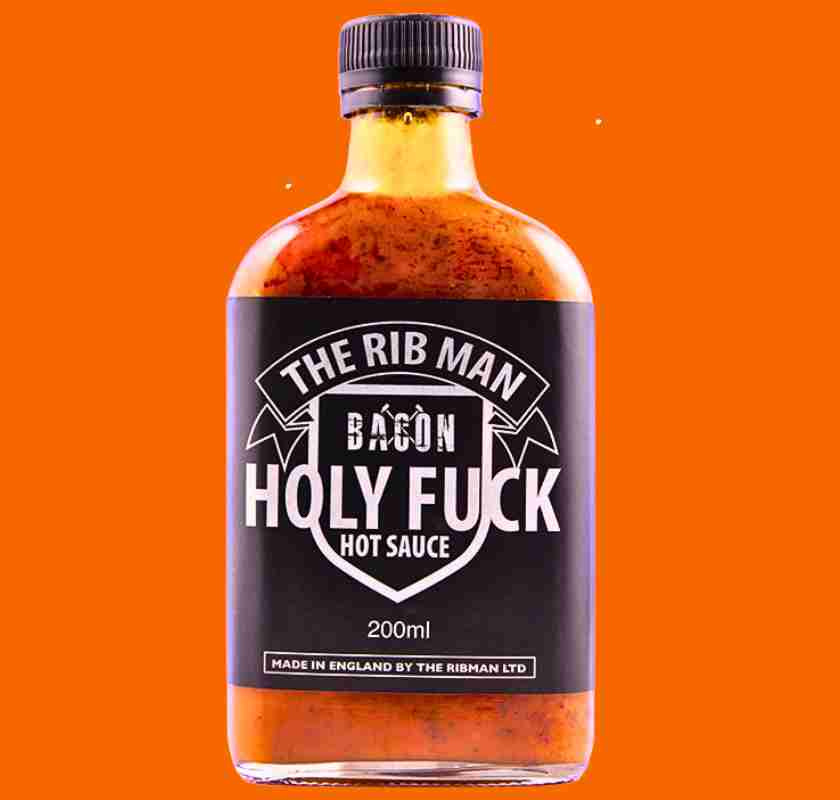 Holy Fuck The Rib Man Bacon I glasflaska mot orange