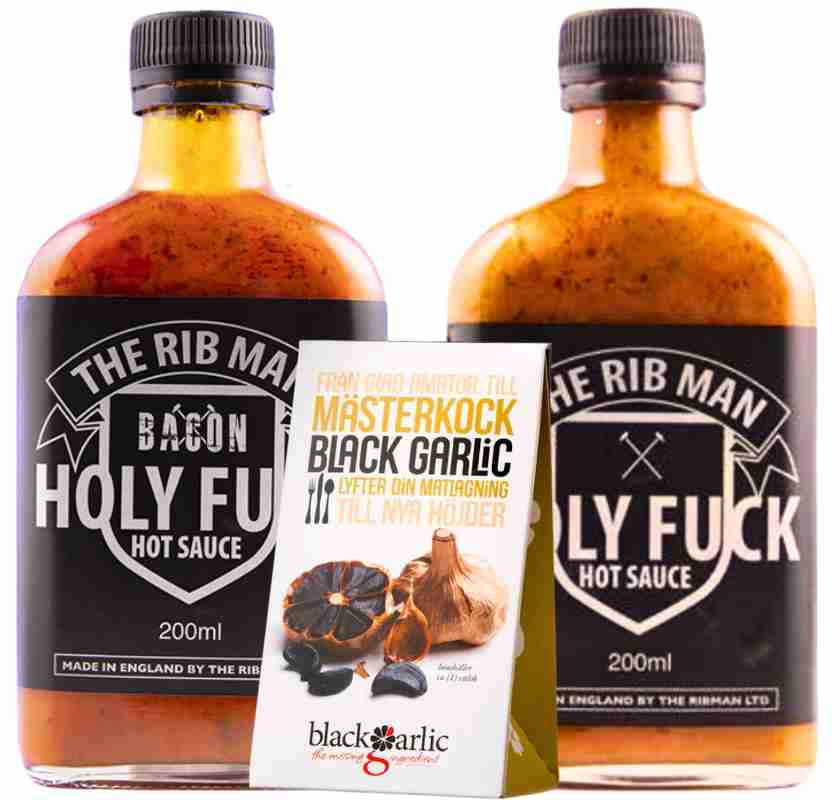 Holy Fuck original och bacon samt Black Garlic