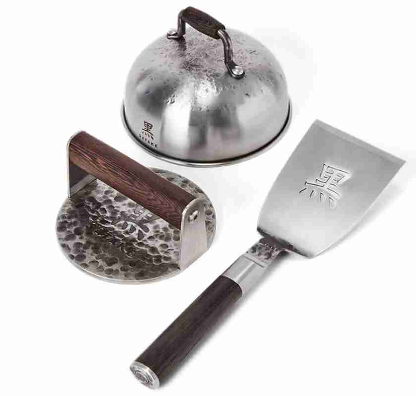 Smash-set i 3 delar, Smash, Spatula & Cloche Satake Kuro, alla delar frilagda