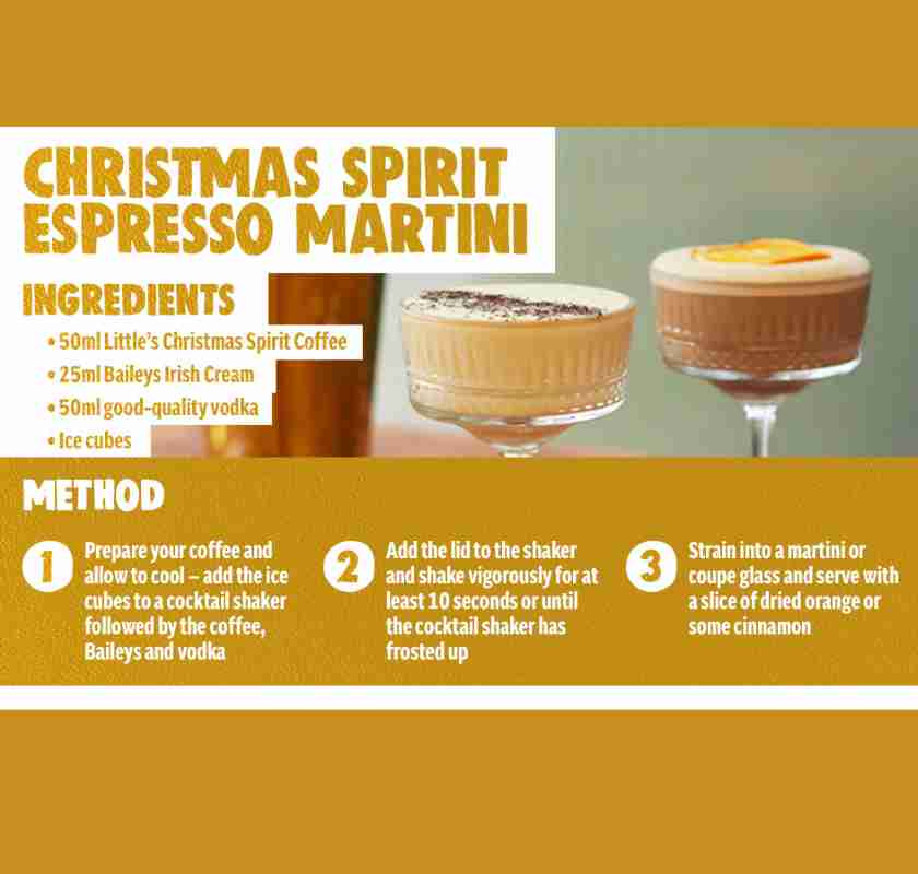 Christmas Spirit flavored instant coffee Littles espresso Martini