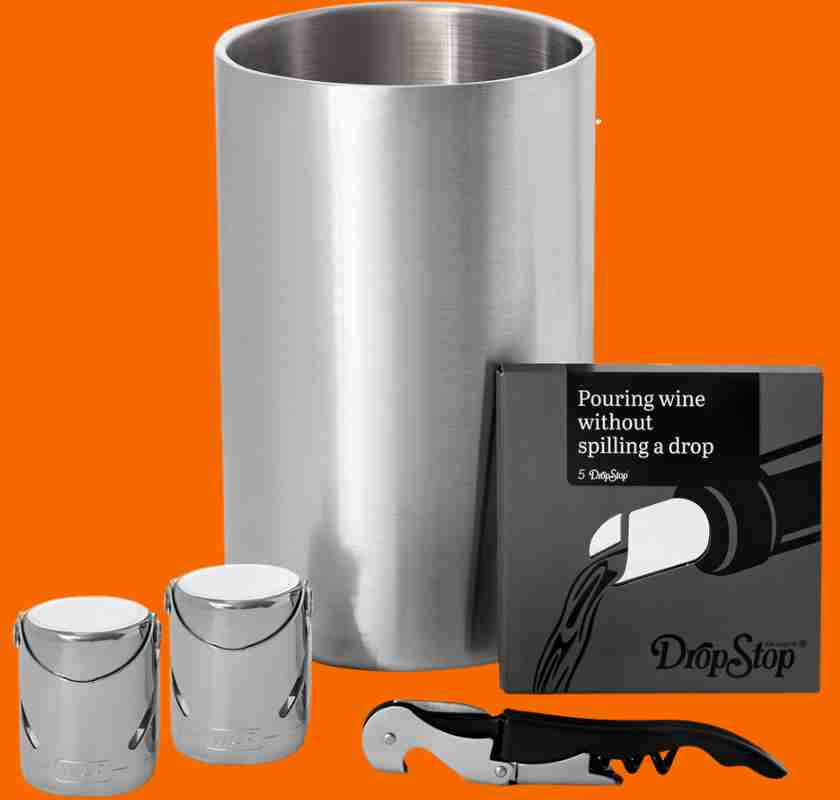 Vin set Bordeau med vinkylare, korkskruv, droppskydd och korkar